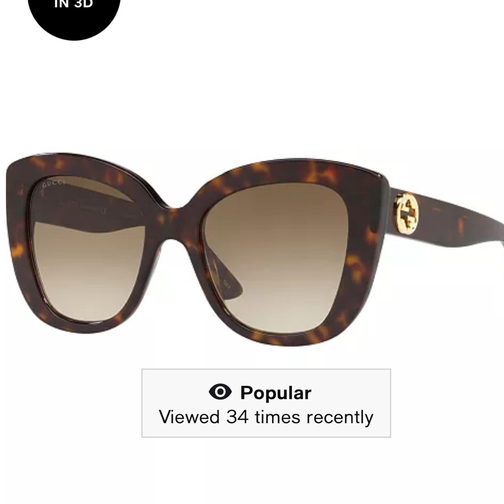 New Gucci Cat 2 Sunglasses in TORTOISE/BROWN
